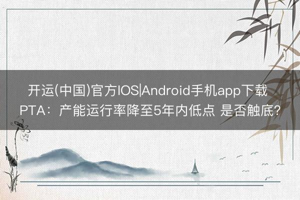开运(中国)官方IOS|Android手机app下载 PTA：产能运行率降至5年内低点 是否触底？