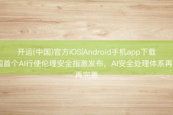 开运(中国)官方IOS|Android手机app下载 我国首个AI行使伦理安全指激发布，AI安全处理体系再完善