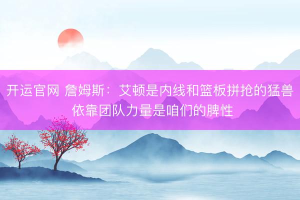 开运官网 詹姆斯：艾顿是内线和篮板拼抢的猛兽 依靠团队力量是咱们的脾性