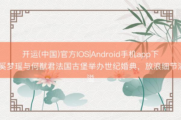 开运(中国)官方IOS|Android手机app下载 奚梦瑶与何猷君法国古堡举办世纪婚典，放浪细节满溢