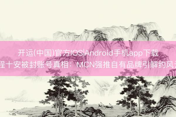 开运(中国)官方IOS|Android手机app下载 程十安被封账号真相:MCN强推自有品牌引解约风云